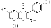 CAS # 134-04-3, Pelargonidin chloride, 3,4',5,7-Tetrahydroxyflavylium chloride, Pelargonidol chloride, Pelargonidin