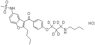 CAS # 1346598-70-6, N-[2-Butyl-3-[4-(3-butylamino-1,1,2,2,3,3-hexadeuteriopropoxy)benzoyl]-1-benzofuran-5-yl]methanesulfonamide hydrochloride