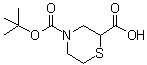 structure of CAS# 134676-67-8, 4-(叔丁氧羰基)硫代吗啉-2-羧酸