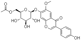 CAS # 134859-96-4, 6''-O-Acetylglycitin, Glycitein 6''-O-acetylglucoside, Glycitein 7-(6-O-acetyl-beta-D-glucopyranoside)
