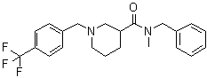 structure of CAS# 1350920-22-7, N-Methyl-N-(phenylmethyl)-1-[[4-(trifluoromethyl)phenyl]methyl]-3-piperidinecarboxamide