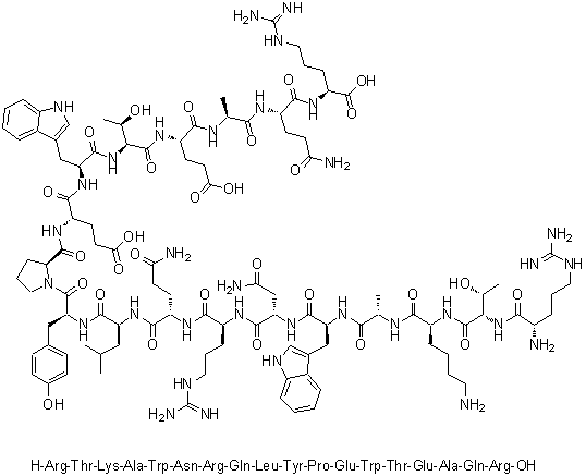 CAS 登录号：1350963-10-8, L-精氨酰-L-苏氨酰-L-赖氨酰-L-丙氨酰-L-色氨酰-L-天冬氨酰胺酰-L-精氨酰-L-谷氨酰胺酰-L-亮氨酰-L-酪氨酰-L-脯氨酰-L-alpha-谷氨酰-L-色氨酰-L-苏氨酰-L-alpha-谷氨酰-L-丙氨酰-L-谷氨酰胺酰-L-精氨酸