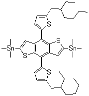 structure of CAS# 1352642-37-5, 1,1'-[4,8-Bis[5-(2-ethylhexyl)-2-thienyl]benzo[1,2-b:4,5-b']dithiophene-2,6-diyl]bis[1,1,1-trimethylstannane]