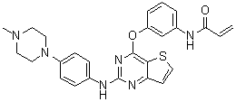 structure of CAS# 1353550-13-6, N-[3-[[2-[[4-(4-Methyl-1-piperazinyl)phenyl]amino]thieno[3,2-d]pyrimidin-4-yl]oxy]phenyl]-2-propenamide