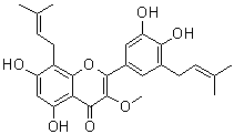 CAS # 1353676-65-9, 2-[3,4-Dihydroxy-5-(3-methyl-2-buten-1-yl)phenyl]-5,7-dihydroxy-3-methoxy-8-(3-methyl-2-buten-1-yl)-4H-1-benzopyran-4-one
