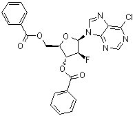 structure of CAS# 135473-15-3, 6-氯-9-(3,5-二-O-苯甲酰基-2-脱氧-2-氟-beta-D-阿拉伯呋喃糖基)-9H-嘌呤