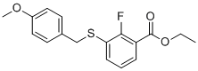 structure of CAS# 1359983-12-2, Ethyl 2-fluoro-3-((4-methoxybenzyl)thio)benzoate