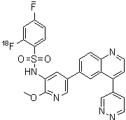 CAS # 1360537-75-2, 4-Fluoro-2-(fluoro-<sup>18</sup>F)-N-[2-methoxy-5-[4-(4-pyridazinyl)-6-quinolinyl]-3-pyridinyl]benzenesulfonamide