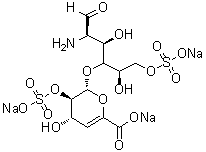 structure of CAS# 136098-04-9, 2-氨基-2-脱氧-4-O-(4-脱氧-2-O-磺基-alpha-L-苏式-己-4-烯吡喃糖基)-D-葡萄糖 6-(硫酸氢酯)三钠盐