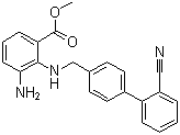 structure of CAS# 136304-78-4, Methyl 3-amino-2-[[(2'-cyanobiphenyl-4-yl)methyl]amino]benzoate