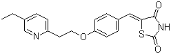 structure of CAS# 136401-70-2, 5-(4-(2-(5-乙基吡啶-2-基)乙氧基)苯亚甲基)噻唑烷-2,4-二酮
