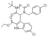 structure of CAS# 1364488-67-4, Ethyl 3-[2-(tert-butylamino)-1-[N-(4-chlorobenzyl)formamido]-2-oxoethyl]-6-chloro-1H-indole-2-carboxylate