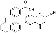 CAS # 136450-11-8, N-(2-Cyano-4-oxo-4H-1-benzopyran-8-yl)-4-(4-phenylbutoxy)benzamide