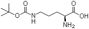 CAS # 13650-49-2, N'-[(tert-Butoxy)carbonyl]-L-ornithine, N5-Carboxyornithine N5-tert-butyl ester, NSC 164054