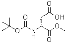 structure of CAS# 137130-65-5, N-[(1,1-Dimethylethoxy)carbonyl]-D-aspartic acid 1-methyl ester