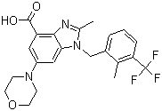 structure of CAS# 1372540-25-4, 2-甲基-1-[[2-甲基-3-(三氟甲基)苯基]甲基]-6-(4-吗啉基)-1H-苯并咪唑-4-羧酸