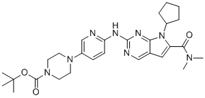 structure of CAS# 1374639-78-7, 叔-丁基4-(6-((7-环戊基-6-(二甲基氨基甲酰)-7H-吡咯并[2,3-d]嘧啶-2-基)氨基)吡啶-3-基)哌嗪-1-羧酸酯