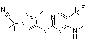 structure of CAS# 1374828-69-9, alpha,alpha,3-三甲基-4-[[4-(甲基氨基)-5-(三氟甲基)-2-嘧啶基]氨基]-1H-吡唑-1-乙腈