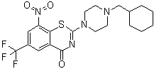 structure of CAS# 1377239-83-2, 2-(4-(环己基甲基)哌嗪-1-基)-8-硝基-6-三氟甲基-4H-1,3-苯并噻嗪-4-酮