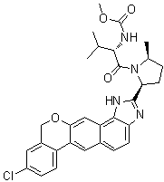 CAS 登录号：1378392-96-1, [(2S)-1-[(2S,5S)-2-[9-氯-1,11-二氢异苯并吡喃并[4',3':6,7]萘并[1,2-d]咪唑-2-基]-5-甲基吡咯烷-1-基]-3-甲基-1-氧代丁烷-2-基]氨基甲酸甲酯