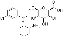 structure of CAS# 138182-20-4, 6-Chloro-3-indolyl-beta-D-glucuronic acid cyclohexylammonium salt