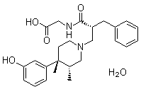 CAS # 1383577-62-5, Alvimopan monohydrate, N-[(2S)-2-[[(3R,4R)-4-(3-Hydroxyphenyl)-3,4-dimethyl-1-piperidinyl]methyl]-1-oxo-3-phenylpropyl]glycine hydrate (1:1)