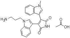structure of CAS# 138516-31-1, 3-[1-(3-氨基丙基)-1H-吲哚-3-基]-4-(1-甲基-1H-吲哚-3-基)-1H-吡咯-2,5-二酮单乙酸盐