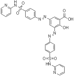 CAS # 1391062-49-9, 2-Hydroxy-3,5-bis[2-[4-[(2-pyridinylamino)sulfonyl]phenyl]diazenyl]benzoic acid