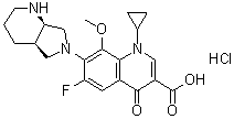 CAS # 1394029-14-1, 1-Cyclopropyl-6-fluoro-1,4-dihydro-8-methoxy-7-[(4aR,7aR)-octahydro-6H-pyrrolo[3,4-b]pyridin-6-yl]-4-oxo-3-quinolinecarboxylic acid hydrochloride (1:1)