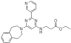 CAS # 1394854-51-3, N-[2-(3-Pyridinyl)-6-(1,2,4,5-tetrahydro-3H-3-benzazepin-3-yl)-4-pyrimidinyl]-beta-alanine ethyl ester