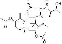 CAS # 139713-81-8, Yunnanxane, (2R,3S)-3-Hydroxy-2-methylbutanoic acid (3S,4aS,5S,6S,7S,11S,12aS)-3,5,11-tris(acetyloxy)-1,2,3,4,4a,5,6,7,8,11,12,12a-dodecahydro-9,12a,13,13-tetramethyl-4-methylene-6,10-methanobenzocyclodecen-7-yl ester