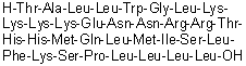 CAS # 139872-85-8, L-Threonyl-L-alanyl-L-leucyl-L-leucyl-L-tryptophylglycyl-L-leucyl-L-lysyl-L-lysyl-L-lysyl-L-lysyl-L-alpha-glutamyl-L-asparaginyl-L-asparaginyl-L-arginyl-L-arginyl-L-threonyl-L-histidyl-L-histidyl-L-methionyl-L-glutaminyl-L-leucyl-L-methionyl-L-isoleucyl-L-seryl-L-leucyl-L-phenylalanyl-L-lysyl-L-seryl-L-prolyl-L-leucyl-L-leucyl-L-leucyl-L-leucine