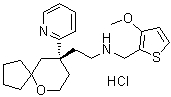 CAS # 1401031-39-7, (9R)-N-[(3-Methoxy-2-thienyl)methyl]-9-(2-pyridinyl)-6-oxaspiro[4.5]decane-9-ethanamine hydrochloride (1:1)