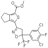 structure of CAS# 1414378-14-5, 3-[5-(3,5-二氯-4-氟苯基)-4,5-二氢-5-(三氟甲基)-3-异恶唑基]-5,6-二氢-4H-环戊二烯并[c]噻吩-1-羧酸甲酯