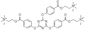 structure of CAS# 1414469-59-2, 2,2',2'-[1,3,5-三嗪-2,4,6-三基三(氧基-4,1-亚苯基羰基氧基)]三[N,N,N-三甲基碘乙铵]