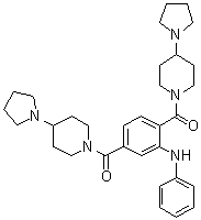 structure of CAS# 1415800-43-9, 1,1'-[2-(苯基氨基)-1,4-亚苯基]二[1-[4-(1-吡咯烷基)-1-哌啶基]甲酮]