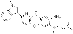 structure of CAS# 1421372-66-8, N1-[2-(Dimethylamino)ethyl]-5-methoxy-N1-methyl-N4-[4-(1-methyl-1H-indol-3-yl)-2-pyrimidinyl]-1,2,4-benzenetriamine
