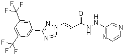 structure of CAS# 1421923-86-5, (2E)-3-[3-[3,5-二(三氟甲基)苯基]-1H-1,2,4-三唑-1-基]-2-丙烯酸 2-(2-吡嗪基)酰肼