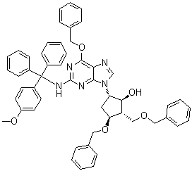 structure of CAS# 142217-78-5, (1S,2S,3S,5S)-5-[2-[[(4-甲氧基苯基)二苯基甲基]氨基]-6-(苯基甲氧基)-9H-嘌呤-9-基]-3-(苯基甲氧基)-2-[(苯基甲氧基)甲基]环戊醇