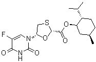 CAS # 1422361-25-8, (2R,5S)-5-(5-Fluoro-3,4-dihydro-2,4-dioxo-1(2H)-pyrimidinyl)-1,3-oxathiolane-2-carboxylic acid (1R,2S,5R)-5-methyl-2-(1-methylethyl)cyclohexyl ester