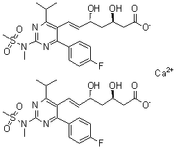 CAS 登录号：1422515-55-6, (3R,5R,6E)-7-[4-(4-氟苯基)-6-(1-甲基乙基)-2-[甲基(甲基磺酰基)氨基]-5-嘧啶基]-3,5-二羟基-6-庚烯酸钙盐(1:2)