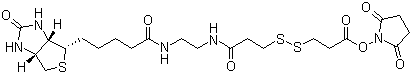 structure of CAS# 142439-92-7, 3-[3-[2-(生物素酰胺)乙基]氨基-3-氧代丙基]二硫基]丙酸琥珀酰亚胺酯