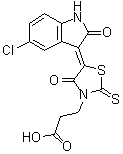 structure of CAS# 1426138-42-2, (5Z)-5-(5-氯-1,2-二氢-2-氧代-3H-吲哚-3-亚基)-4-氧代-2-硫代-3-噻唑烷丙酸