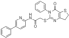 structure of CAS# 1427782-89-5, N-(5-苯基-2-吡啶基)-2-[(3,4,6,7-四氢-4-氧代-3-苯基噻吩并[3,2-d]嘧啶-2-基)硫基]乙酰胺