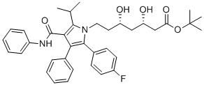 CAS # 1428118-12-0, tert-butyl (3S,5S)-7-[2-(4-fluorophenyl)-3-phenyl-4-(phenylcarbamoyl)-5-propan-2-ylpyrrol-1-yl]-3,5-dihydroxyheptanoate