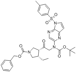 CAS # 1428243-27-9, Upadacitinib Impurity 1, (3R,4S)-benzyl 3-(2-(tert-butoxycarbonyl(5-tosyl-5H-pyrrolo[2,3-b]pyrazin-2-yl)amino)acetyl)-4-ethylpyrrolidine-1-carboxylate