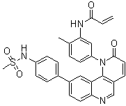 structure of CAS# 1431525-23-3, N-[2-Methyl-5-[9-[4-[(methylsulfonyl)amino]phenyl]-2-oxobenzo[h]-1,6-naphthyridin-1(2H)-yl]phenyl]-2-propenamide