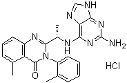 CAS # 1431697-78-7, 2-[(1S)-1-[(2-Amino-9H-purin-6-yl)amino]ethyl]-5-methyl-3-(2-methylphenyl)-4(3H)-quinazolinone hydrochloride (1:1)