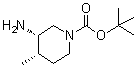 structure of CAS# 1434126-96-1, (3S,4S)-3-Amino-4-methyl-1-piperidinecarboxylic acid 1,1-dimethylethyl ester