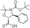 structure of CAS# 143527-70-2, (4S,5R)-3-(tert-Butoxycarbonyl)-2,2-dimethyl-4-phenyloxazolidine-5-carboxylic acid